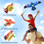 Kids’ Mini Fishing-Rod Kite Set – 3-Pack Bird Designs, Easy-Grip (Multicolor)