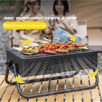 Portable Charcoal Grill with Foldable Compact Outdoor BBQ for Camping, Picnics & Backyard Gatherings (Gray)