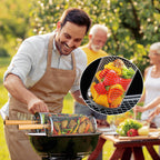 Rolling Grill Basket Set with Removable Wooden Handle (Grey)