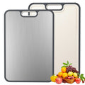 Dual-Sided Kitchen Cutting Boards with Titanium-Look & Textured PP Surfaces, Juice Groove, Grinding Area, Non-Slip Edges, and Integrated Handles—For Separating Raw/Cooked Foods and Efficient Meal Prep