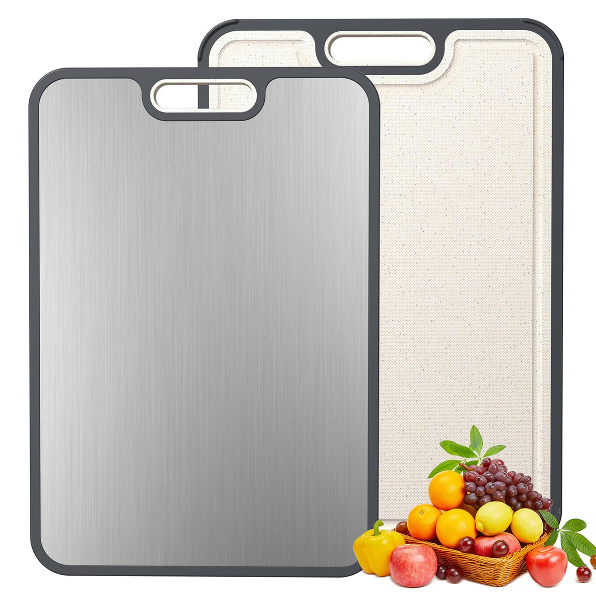 Dual-Sided Kitchen Cutting Boards with Titanium-Look & Textured PP Surfaces - Flavour Fushion Cooking Shop