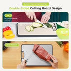 Dual-Sided Kitchen Cutting Boards with Titanium-Look & Textured PP Surfaces