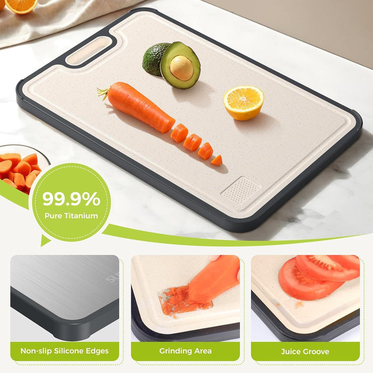 Dual-Sided Kitchen Cutting Boards with Titanium-Look & Textured PP Surfaces - Flavour Fushion Cooking Shop