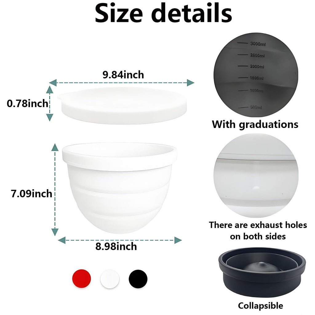 Silicone Bowl Liner for 4.5–5-Quart Stand Mixer – Food-Grade, Collapsible, Non-Stick Replacement Inner Bowl with Lid, Dishwasher Safe, Oven & Fridge Ready (3Pcs)