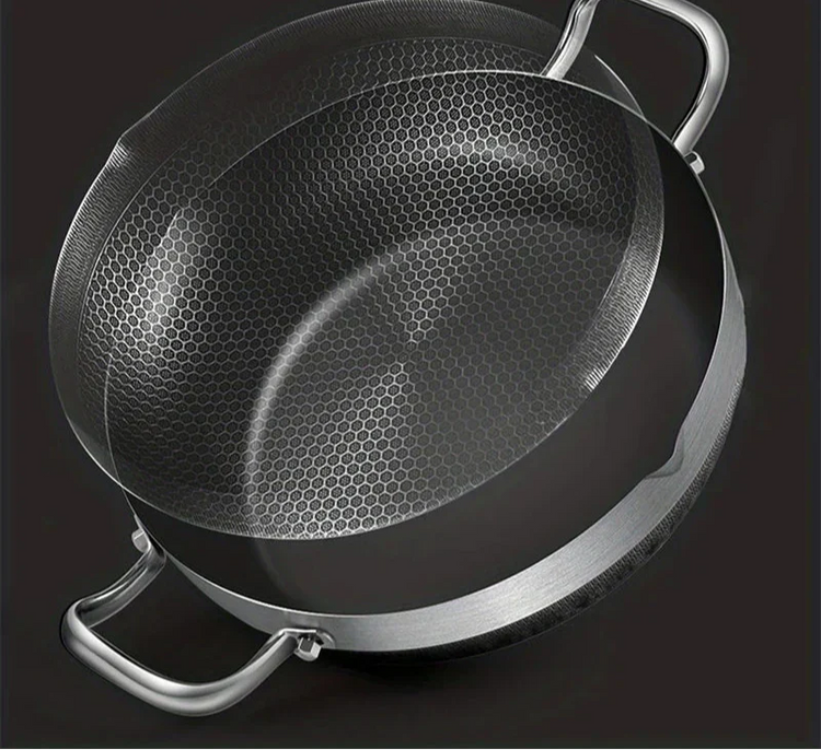 30cm Stainless Steel Non-Stick Frying Pan with Glass Lid Silver - Flavour Fushion Cooking Shop