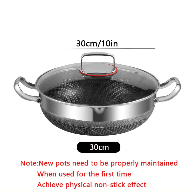 30cm Stainless Steel Non-Stick Frying Pan with Glass Lid Silver - Flavour Fushion Cooking Shop