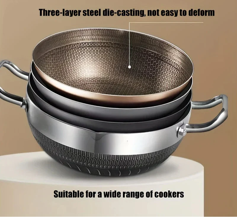 30cm Stainless Steel Non-Stick Frying Pan with Glass Lid Silver - Flavour Fushion Cooking Shop