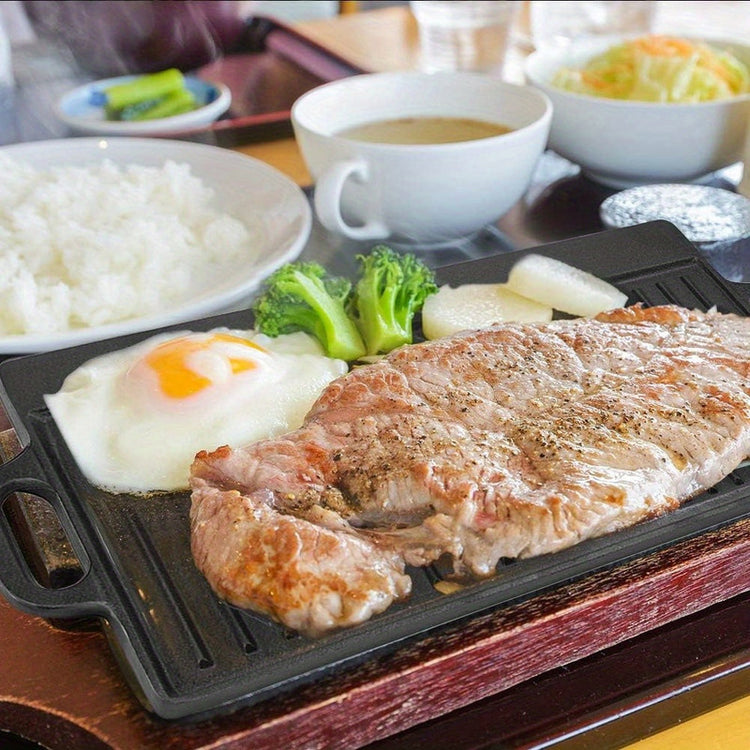 Non-Stick Cast Iron Griddle Pan, Double-Sided Grill - Flavour Fushion Cooking Shop