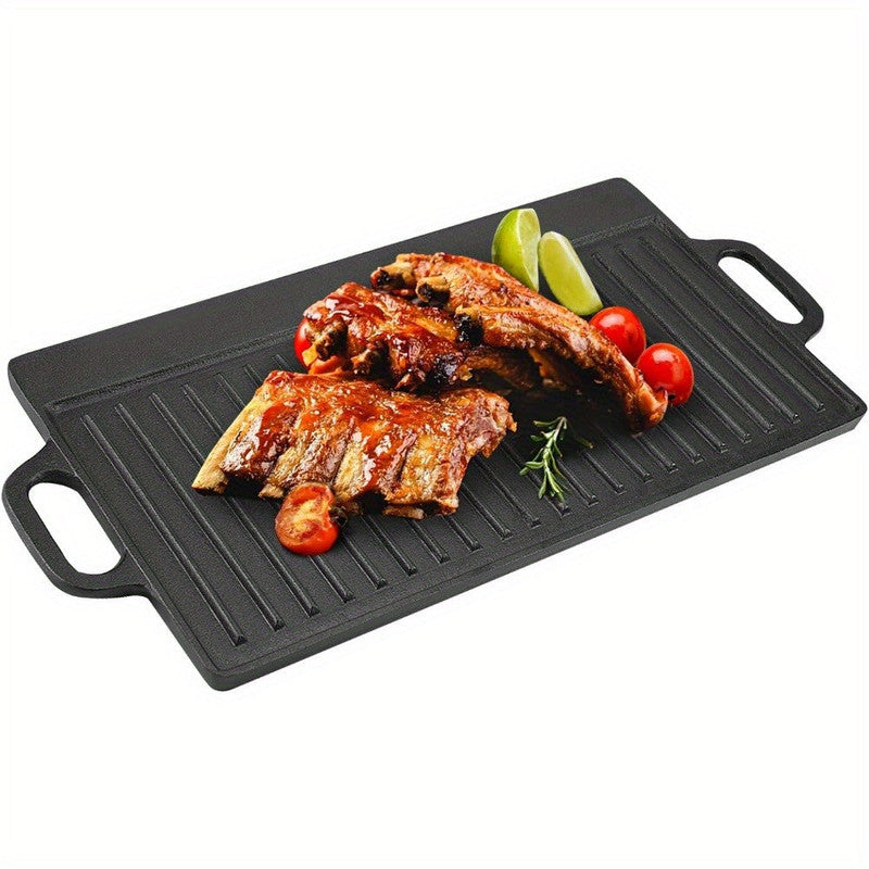 Non-Stick Cast Iron Griddle Pan, Double-Sided Grill - Flavour Fushion Cooking Shop