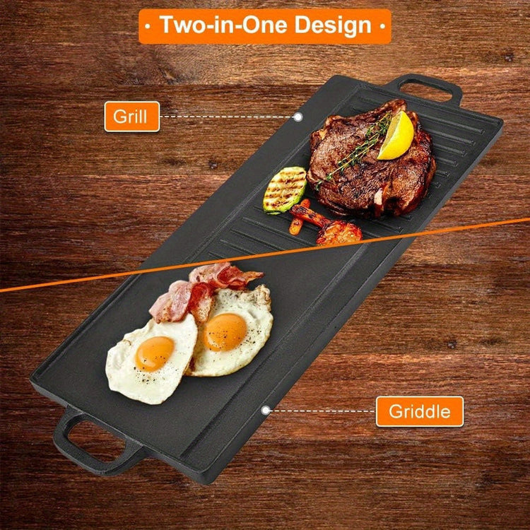 Non-Stick Cast Iron Griddle Pan, Double-Sided Grill - Flavour Fushion Cooking Shop