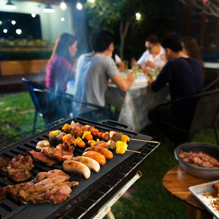 Non-Stick Cast Iron Griddle Pan, Double-Sided Grill - Flavour Fushion Cooking Shop