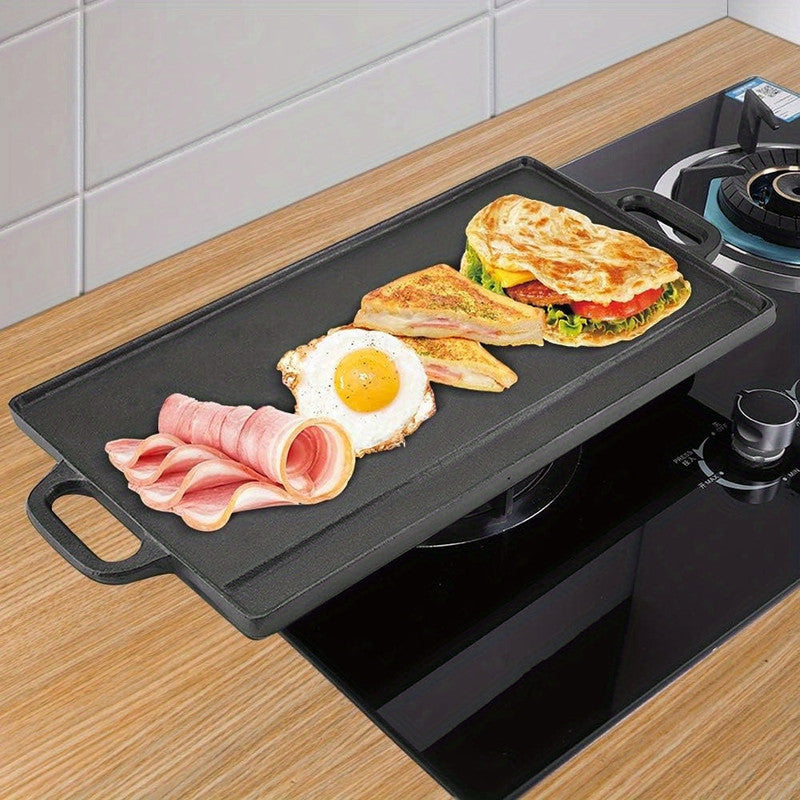 Non-Stick Cast Iron Griddle Pan, Double-Sided Grill - Flavour Fushion Cooking Shop