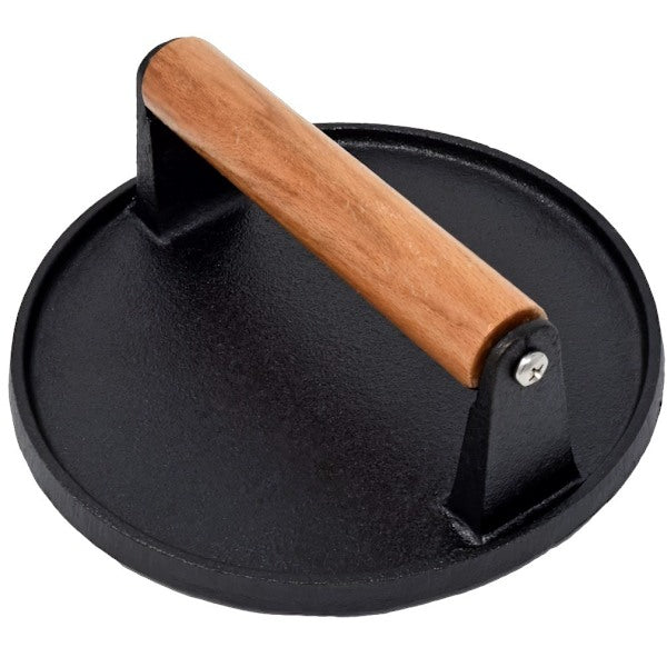 Heavy Duty Pre-Seasoned Cast Iron Hamburger Press with Heat Resistant Handle, Compatible with Griddle - Flavour Fushion Cooking Shop