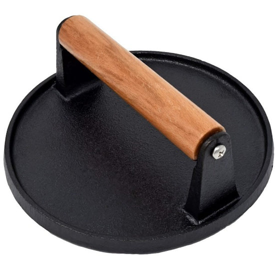 Heavy Duty Pre-Seasoned Cast Iron Hamburger Press with Heat Resistant Handle, Compatible with Griddle - Flavour Fushion Cooking Shop