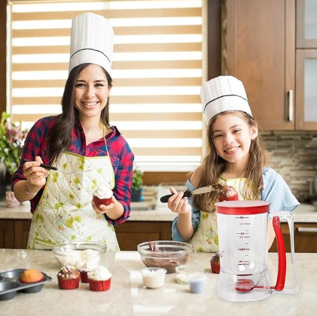 800 ML Batter separator Cupcakes Pancakes Cookie Cake Waffles Batter Dispenser cookie separator batter Cream Speratator Cup Measuring Baking Tools (red)