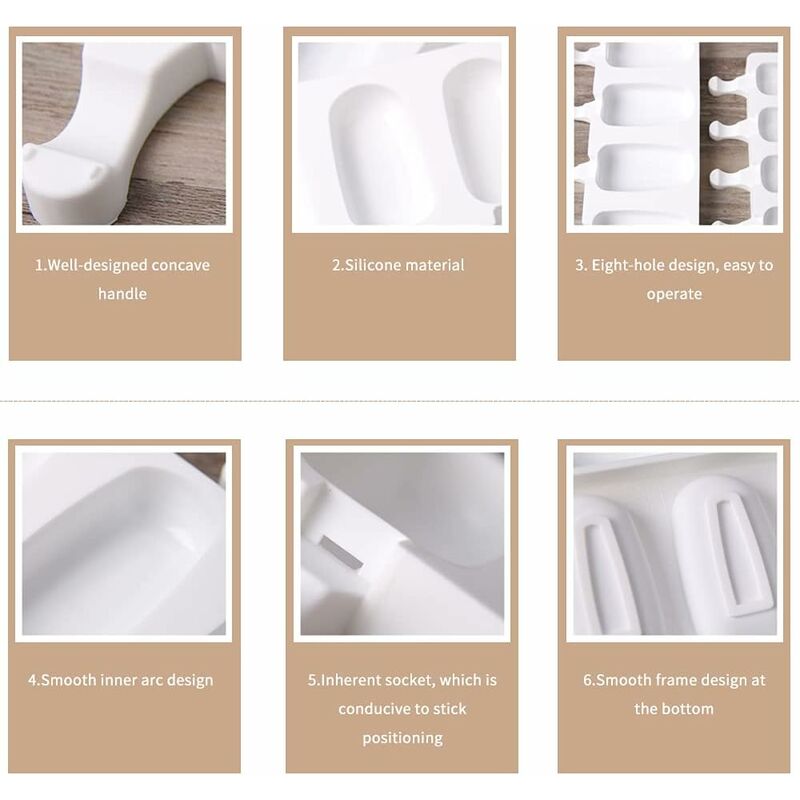 Silicone Ice Cream Molds, Magnum Cake Mold, 2 pcs+50 pcs Ice Cream Sticks, Homemade Popsicle Ice Cream, Bpa Free