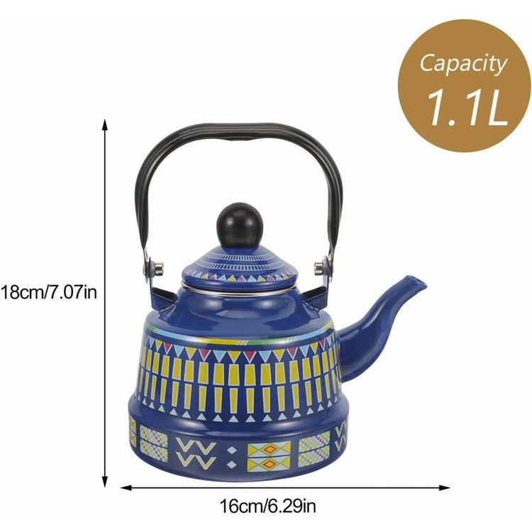 Enamel Water Kettle 1.1L Enamel Teapots Vintage Stovetop Kettles - Flavour Fushion Cooking Shop