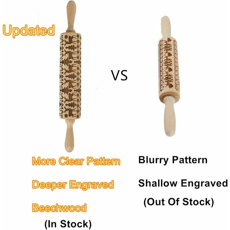 Christmas Wooden ROlling Pin, ROlling Pin, Kitchen Tool, Baking Accessory - Flavour Fushion Cooking Shop