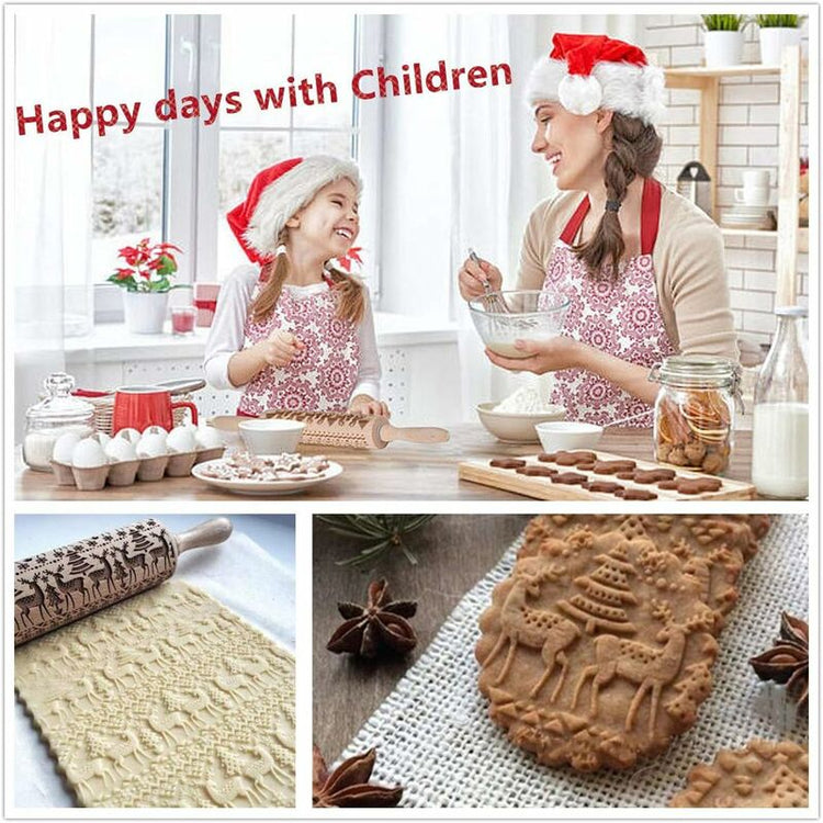 Christmas Wooden ROlling Pin, ROlling Pin, Kitchen Tool, Baking Accessory - Flavour Fushion Cooking Shop