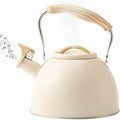 Stainless Steel Tea Kettle With Wooden Handle, 3L Induction Whistling Kettle, Retro Teapot Kettle, Boiler For Electric,