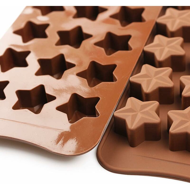 15 Cavity Star Shape Chocolate Mold, Non-Stick Food Grade Silicone Mold Set For Candy Jelly, Ice Cube