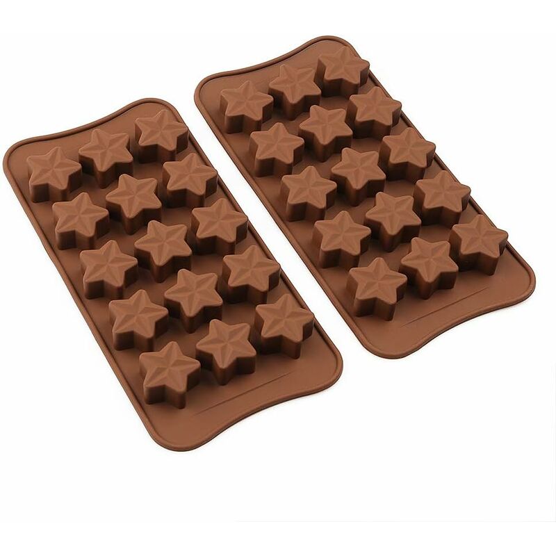 15 Cavity Star Shape Chocolate Mold, Non-Stick Food Grade Silicone Mold Set For Candy Jelly, Ice Cube