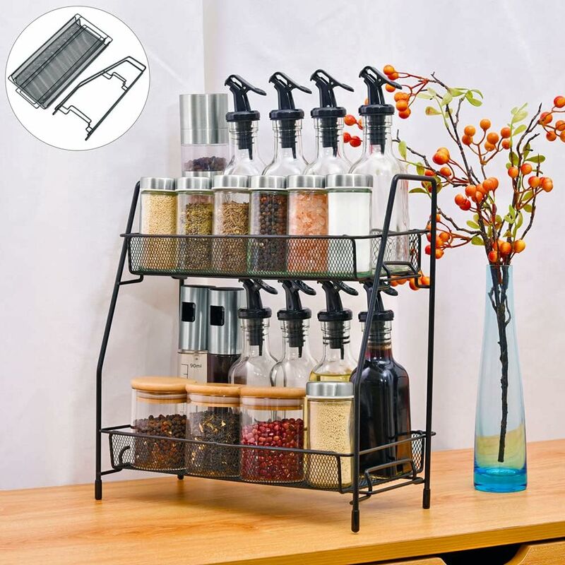 Spice Rack 2 Layer Metal Spice Rack Large Vertical Spice Rack - Flavour Fushion Cooking Shop