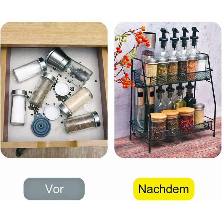Spice Rack 2 Layer Metal Spice Rack Large Vertical Spice Rack - Flavour Fushion Cooking Shop