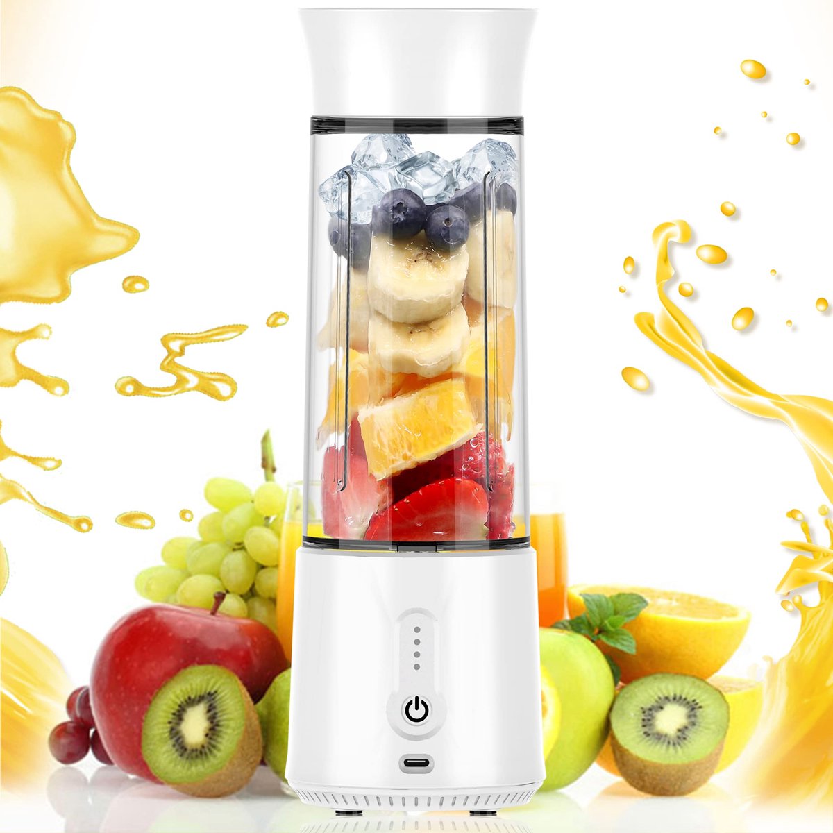 Blender - Mini Blender - Smoothie Maker - USB Rechargeable Mini Blender - Portable Blender for Milkshakes, Smoothies and Juices - Grijs