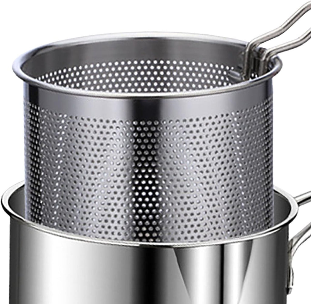 Frying pan - Frying pans - Frying pan set - Stainless steel frying pan with strainer - Portable stainless steel frying pan - Mini shrimp fryer - Small frying basket - Suitable for home cooking