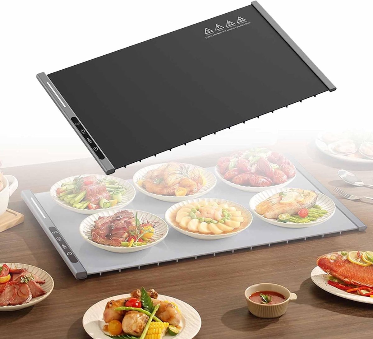 250W roll-up electric hot plate with 8 temperature settings and a 6-hour timer, black - Flavour Fushion Cooking Shop