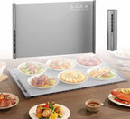 250W roll-up electric hot plate with 8 temperature settings and a 6-hour timer, grey