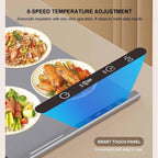 250W roll-up electric hot plate with 8 temperature settings and a 6-hour timer, grey