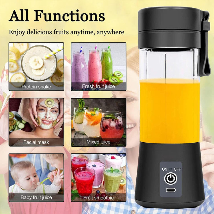 Blender - Mini blender - Smoothie maker - Rechargeable mini blender - Portable blender - Citrus press - Black - Flavour Fushion Cooking Shop