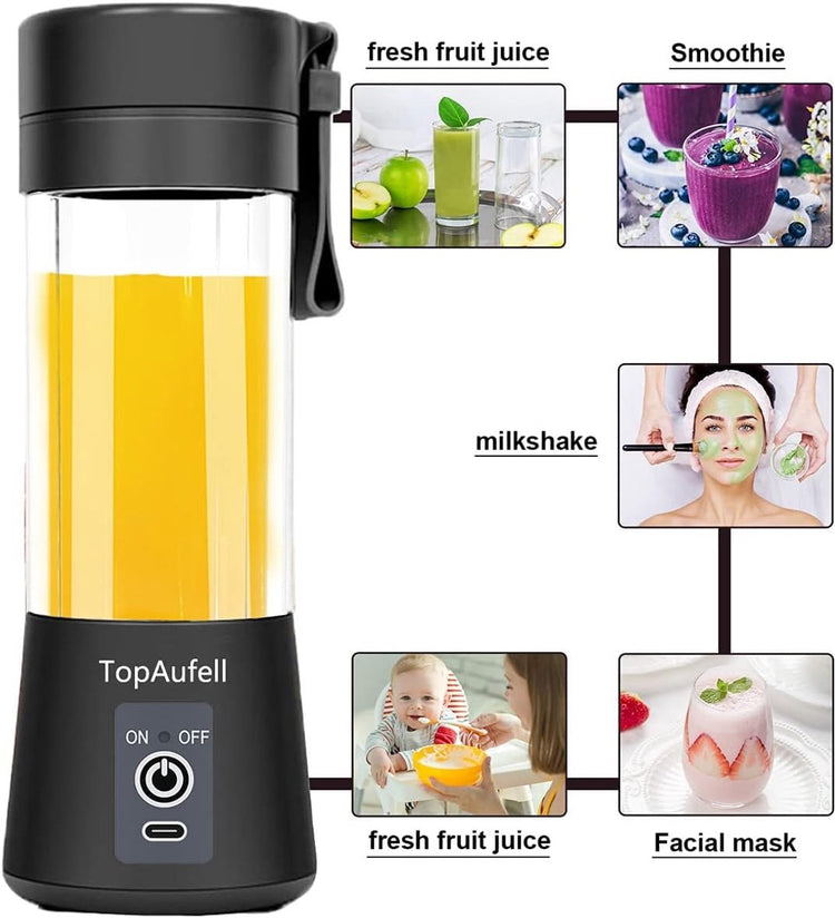 Blender - Mini blender - Smoothie maker - Rechargeable mini blender - Portable blender - Citrus press - Black - Flavour Fushion Cooking Shop