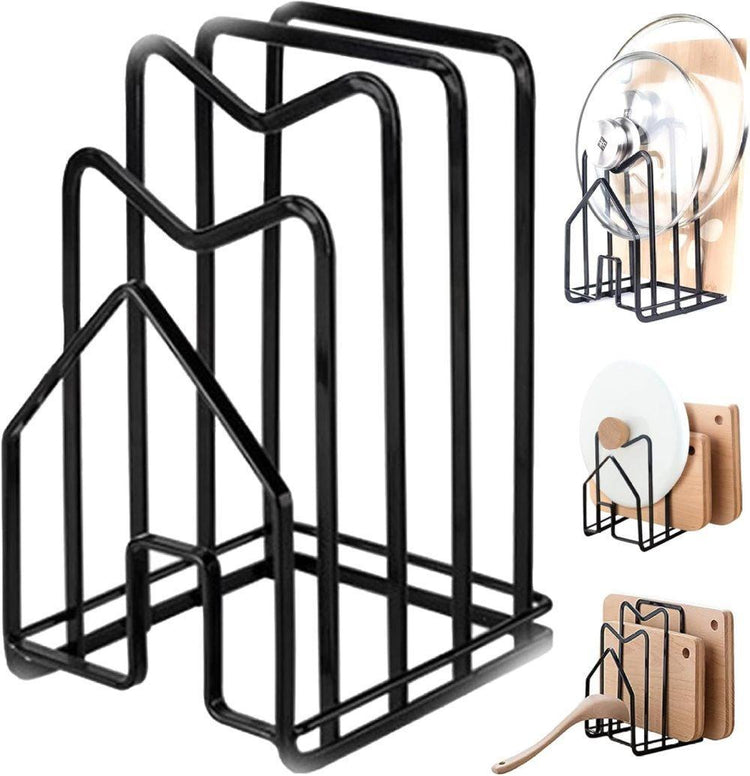Metal Cutting Board Holder Dish Rack, 12.5x14.5x21.5 cm, Black - Flavour Fushion Cooking Shop