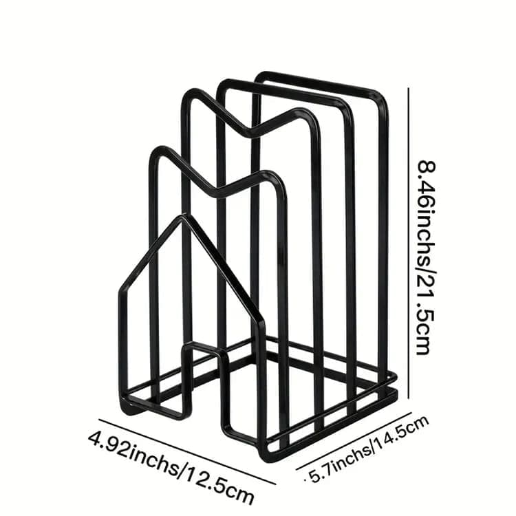 Metal Cutting Board Holder Dish Rack, 12.5x14.5x21.5 cm, Black - Flavour Fushion Cooking Shop
