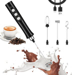 Electric Whisk USB Rechargeable with 3 Speeds, Egg Beater Milk Frother for Coffee and Cappuccino Black