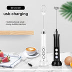 Electric Whisk USB Rechargeable with 3 Speeds, Egg Beater Milk Frother for Coffee and Cappuccino Black