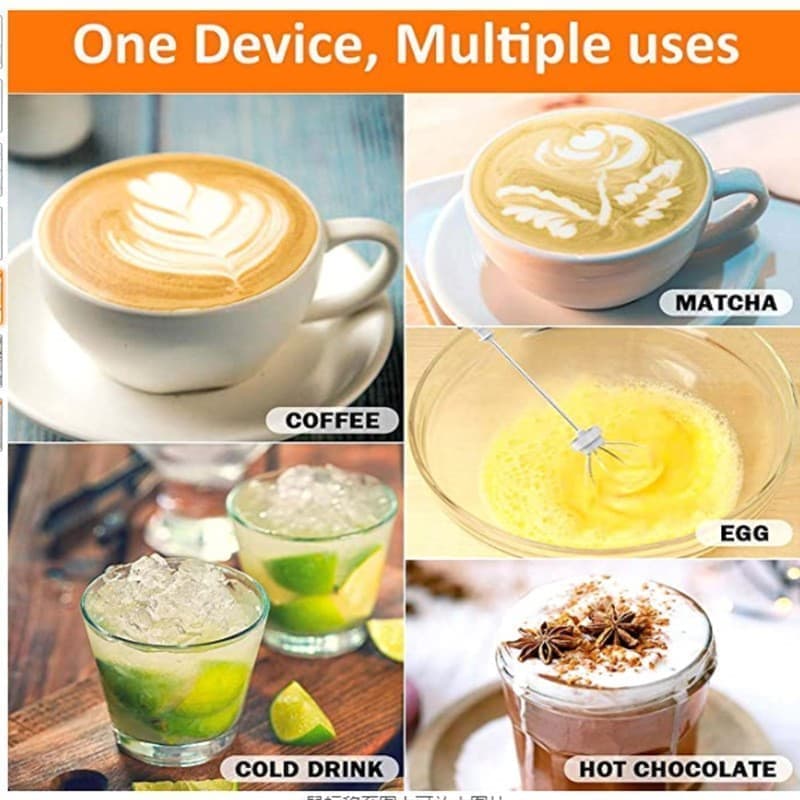 Electric Whisk USB Rechargeable with 3 Speeds, Egg Beater Milk Frother for Coffee and Cappuccino, Compatible with Most Brands, Black