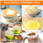 Electric Whisk USB Rechargeable with 3 Speeds, Egg Beater Milk Frother for Coffee and Cappuccino Black