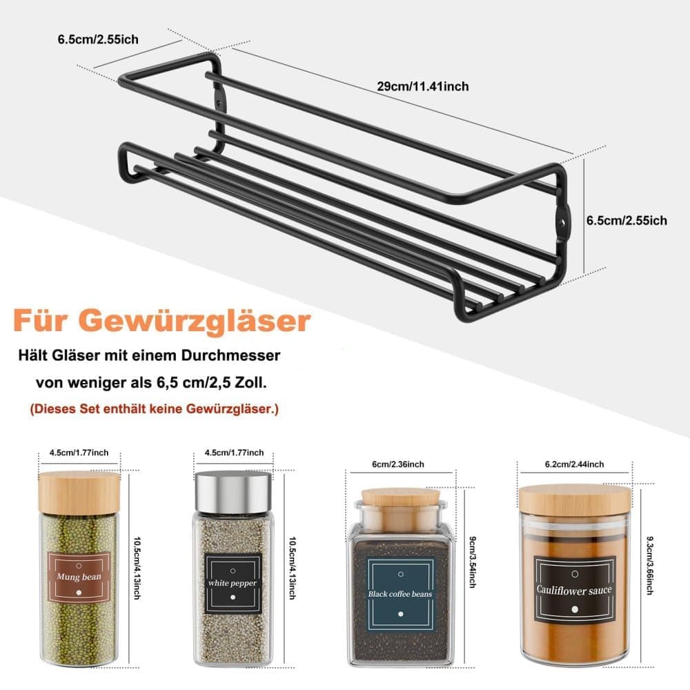 2-Piece Stainless Steel Spice Rack Wall Mounted for Home Organization, Silver - Flavour Fushion Cooking Shop