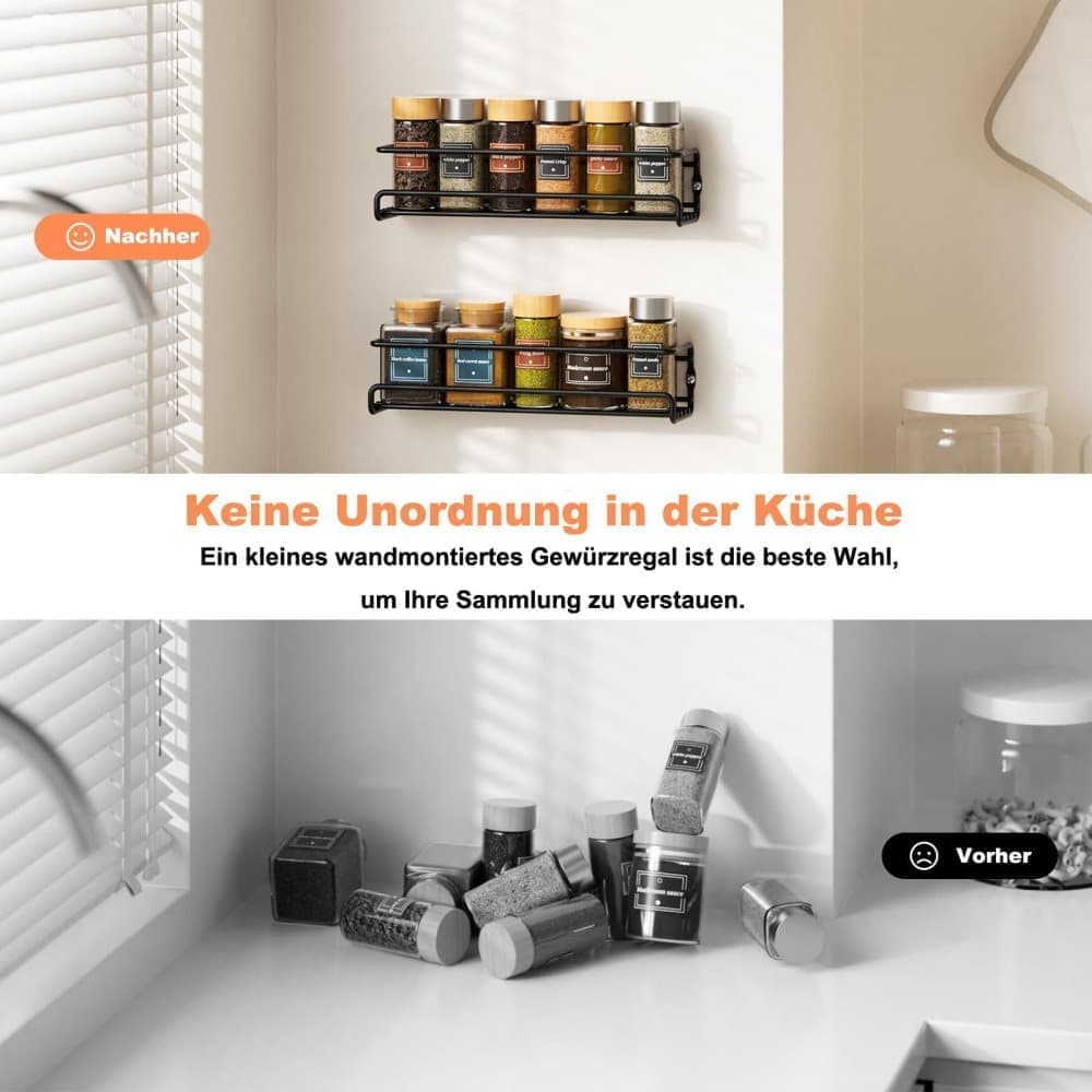 2-Piece Stainless Steel Spice Rack Wall Mounted for Home Organization, Silver - Flavour Fushion Cooking Shop