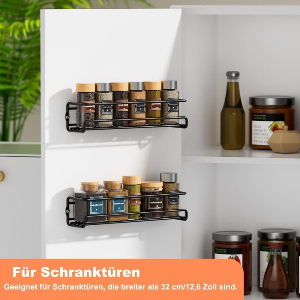 2-Piece Stainless Steel Spice Rack Wall Mounted for Home Organization, Silver - Flavour Fushion Cooking Shop