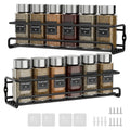 2-Piece Stainless Steel Spice Rack Wall Mounted Organizer, Black, 12.6 x 3.9 x 2.4 inches