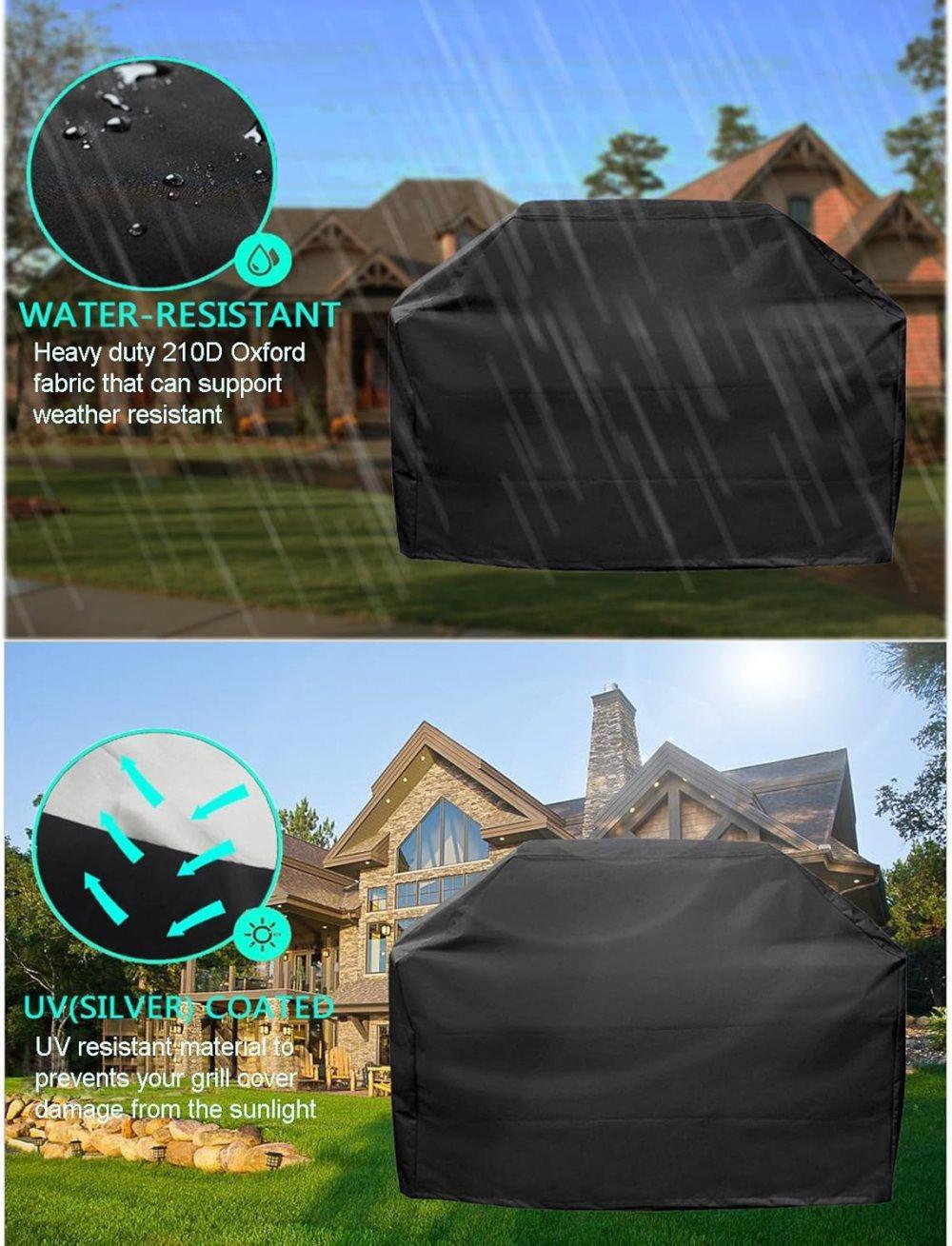 Heavy Duty Grill Cover 210D Oxford Waterproof UV Protection, 145x61x117 cm - Flavour Fushion Cooking Shop
