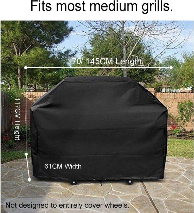 Heavy Duty Grill Cover 210D Oxford Waterproof UV Protection, 145x61x117 cm - Flavour Fushion Cooking Shop