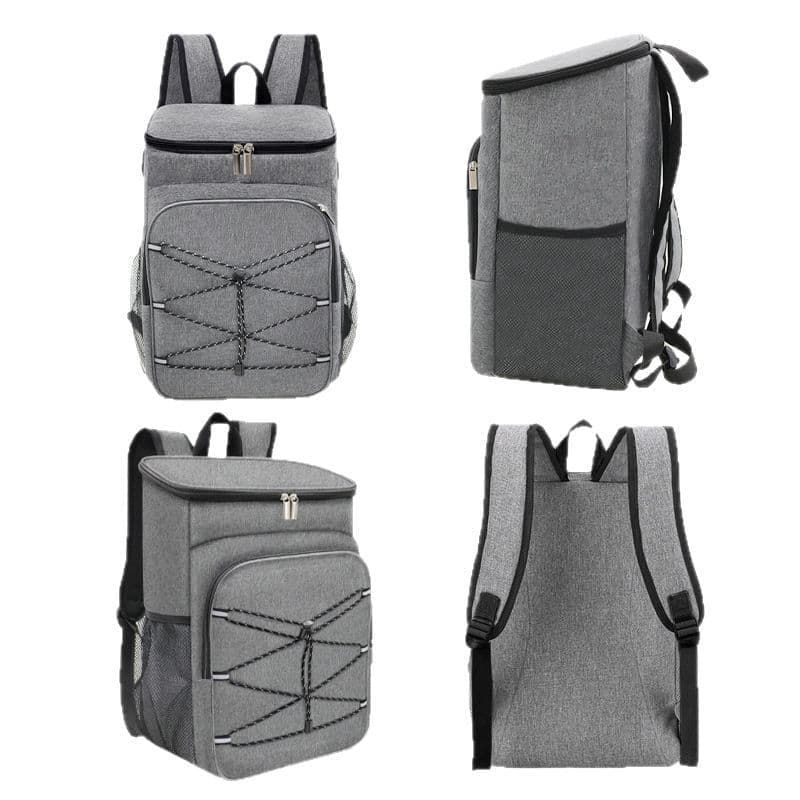 Insulated Backpack Cooler Bag Large Capacity Waterproof for Picnic Camping Lunch Grill, Gray - Flavour Fushion Cooking Shop