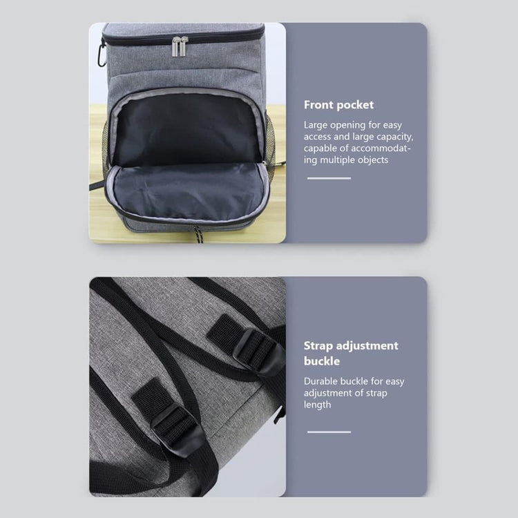 Insulated Backpack Cooler Bag Large Capacity Waterproof for Picnic Camping Lunch Grill, Gray - Flavour Fushion Cooking Shop