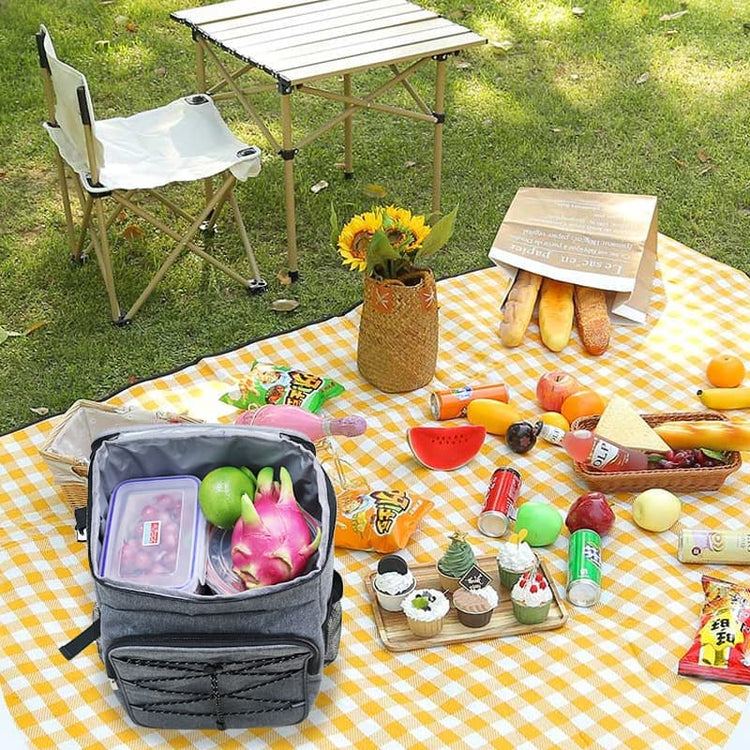 Insulated Backpack Cooler Bag Large Capacity Waterproof for Picnic Camping Lunch Grill, Gray - Flavour Fushion Cooking Shop